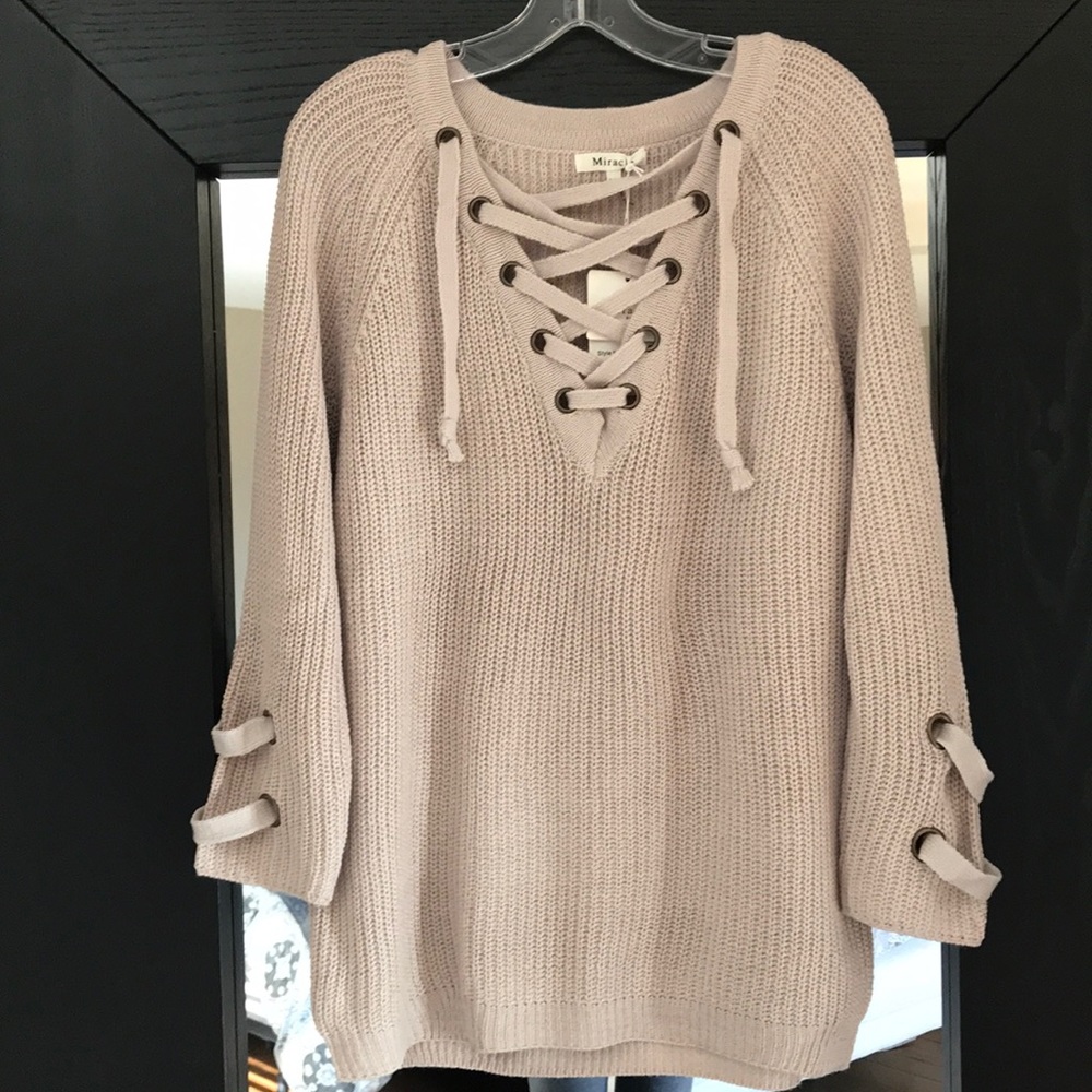 🌸Fabulous Lace-Up Sweater